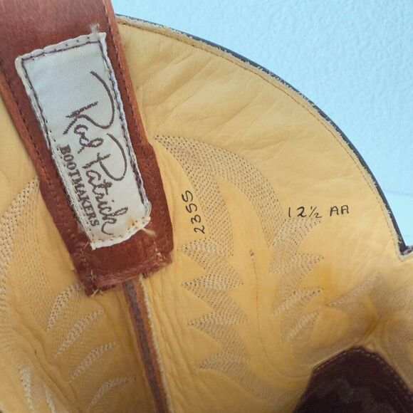 Rod Patrick Mens Cowboy Boots 12.5 AA Brown Caiman Leather Western Square Toe - Picture 11 of 13